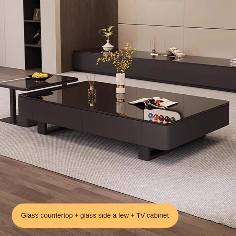Rock Slate Cream Style Simple Coffee Table Living Room Home Furniture Minimal Wood TV Stand Center Table Combination — image 4