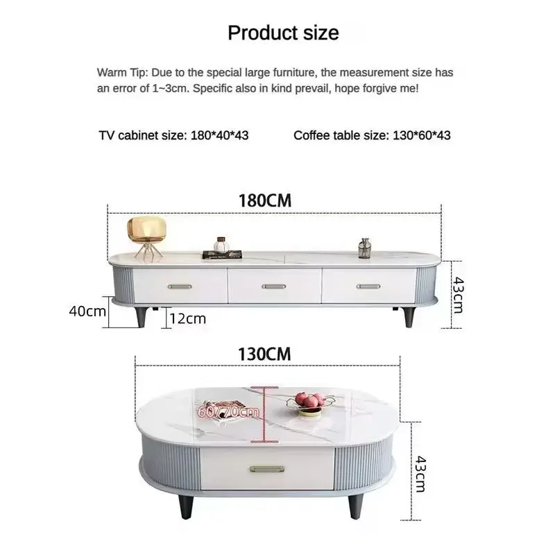 Modern Luxury Rock Plate TV Stand Coffee Table Set Eco-Friendly Durable Simple Elegant Design TV Cabinet for Home Furniture — image 4