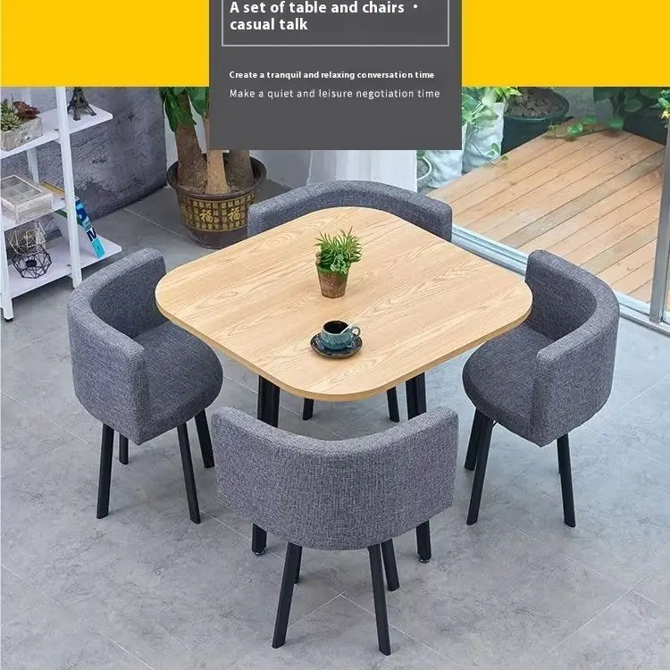 Light Luxury Small Business Reception Casual Table Chair Set for Sales Office Display Meeting Room Negotiation 4 Seats — image 7