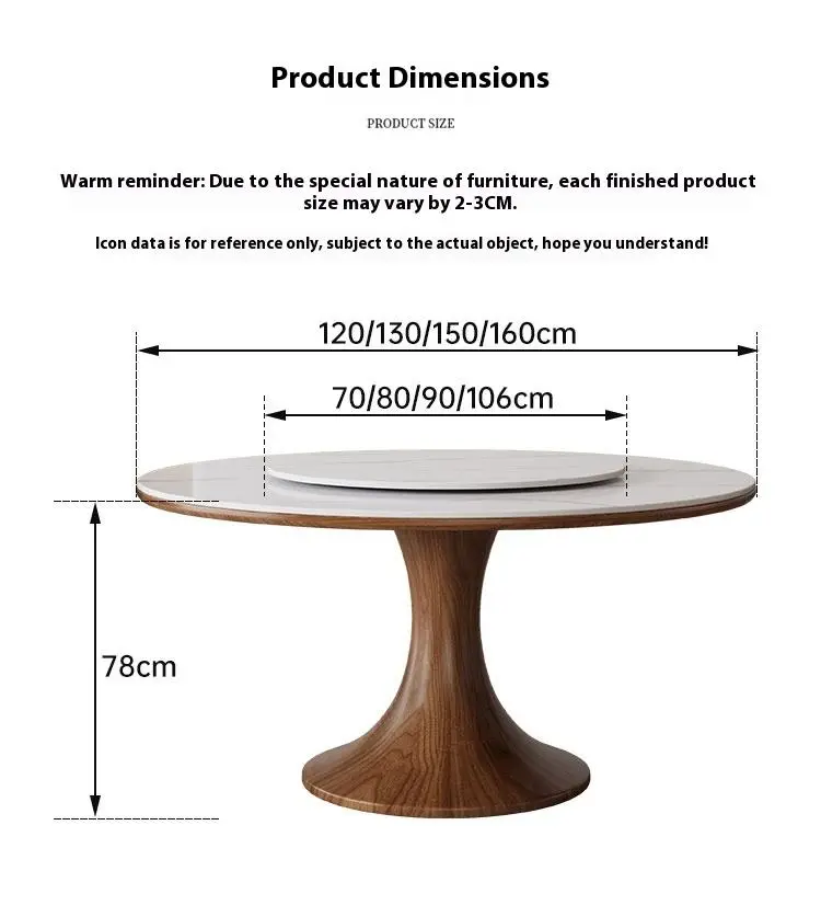 Contemporary Style Solid Ash Wood Dining Table with Turntable Ancient Rock Board for Small Apartments or Hotels — image 6