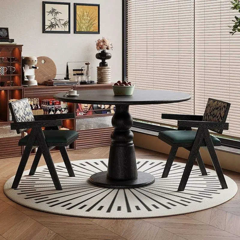 Solid Wood Antique Dinner Table Design for Small Apartment Retro Home White Wax Finish for Dining Coffee Table MDF Pa — view 2