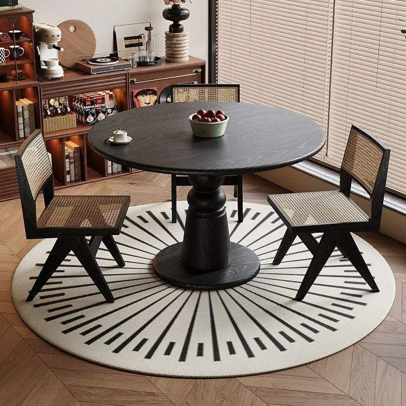 Solid Wood Antique Dinner Table Design for Small Apartment Retro Home White Wax Finish for Dining Coffee Table MDF Pa — view 5