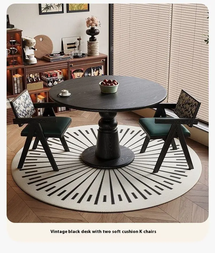 Solid Wood Antique Dinner Table Design for Small Apartment Retro Home White Wax Finish for Dining Coffee Table MDF Pa — view 6