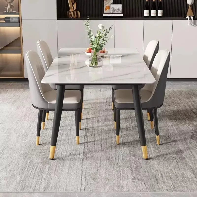 Commercial Bar Card Seat Dining Table and Chair Combination with Rock Plate for Home Living Room Set of Furniture — image 3