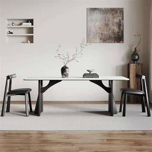 French Retro Rock Board Dining Table Home Light Luxury Modern Simple Design Small Apartment Chair — image 2