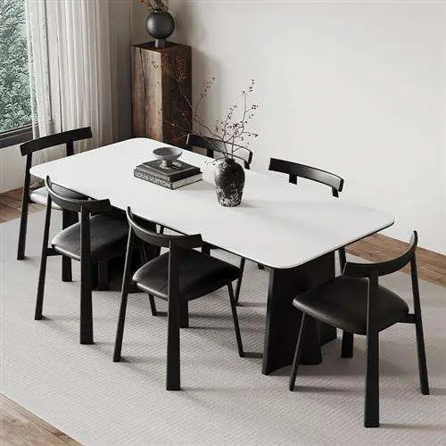 French Retro Rock Board Dining Table Home Light Luxury Modern Simple Design Small Apartment Chair — image 3
