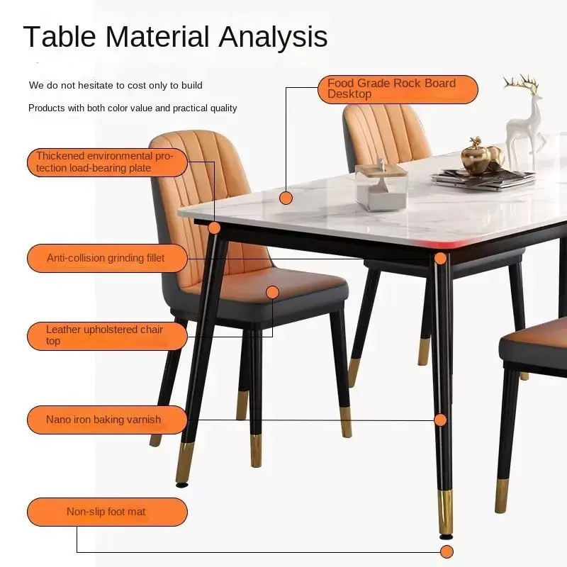 Commercial Bar Card Seat Dining Table and Chair Combination with Rock Plate for Home Living Room Set of Furniture — image 6