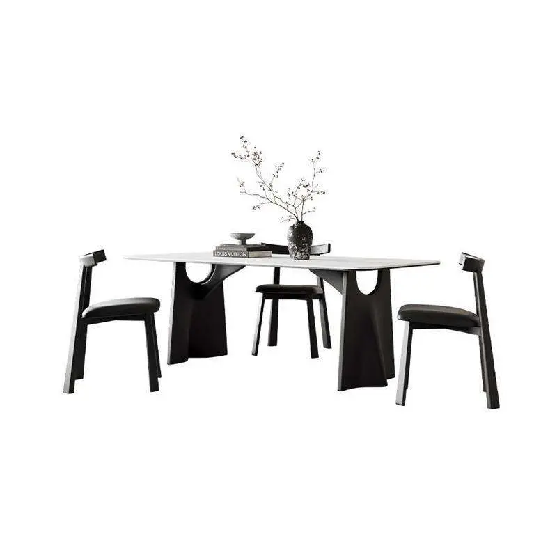 French Retro Rock Board Dining Table Home Light Luxury Modern Simple Design Small Apartment Chair — image 5