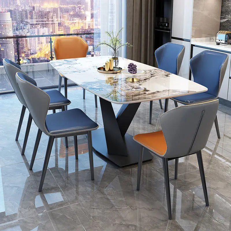 Modern Luxury Rectangular Dining Table Nordic Style Wood Marble Top Extendable Feature for Kitchen & Living Room Furnitu — view 5