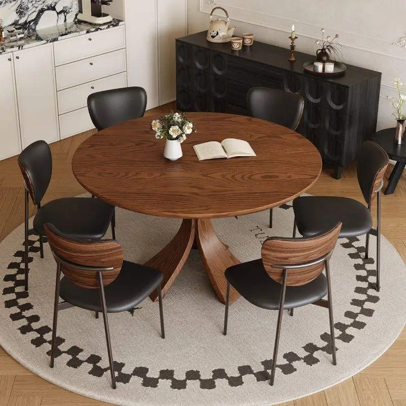 Modern Slim Dining Table with Middle Ancient French Style Ash Wood for Small House or Apartment New Design — image 2