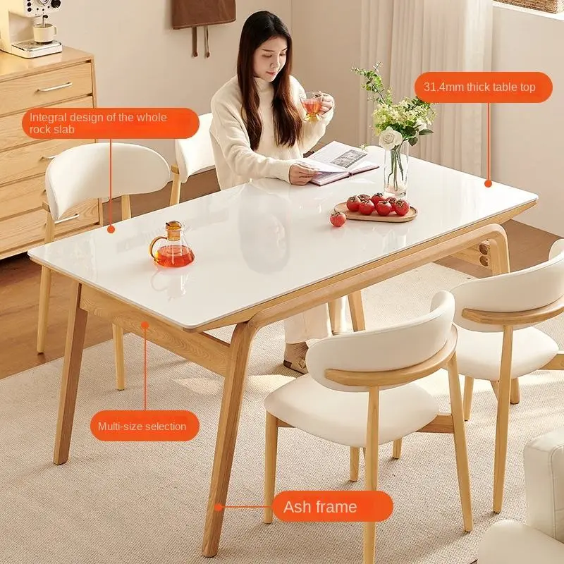 Bamboo Rectangular Dining Table Set for Small Apartment Household Use Assembled — image 2