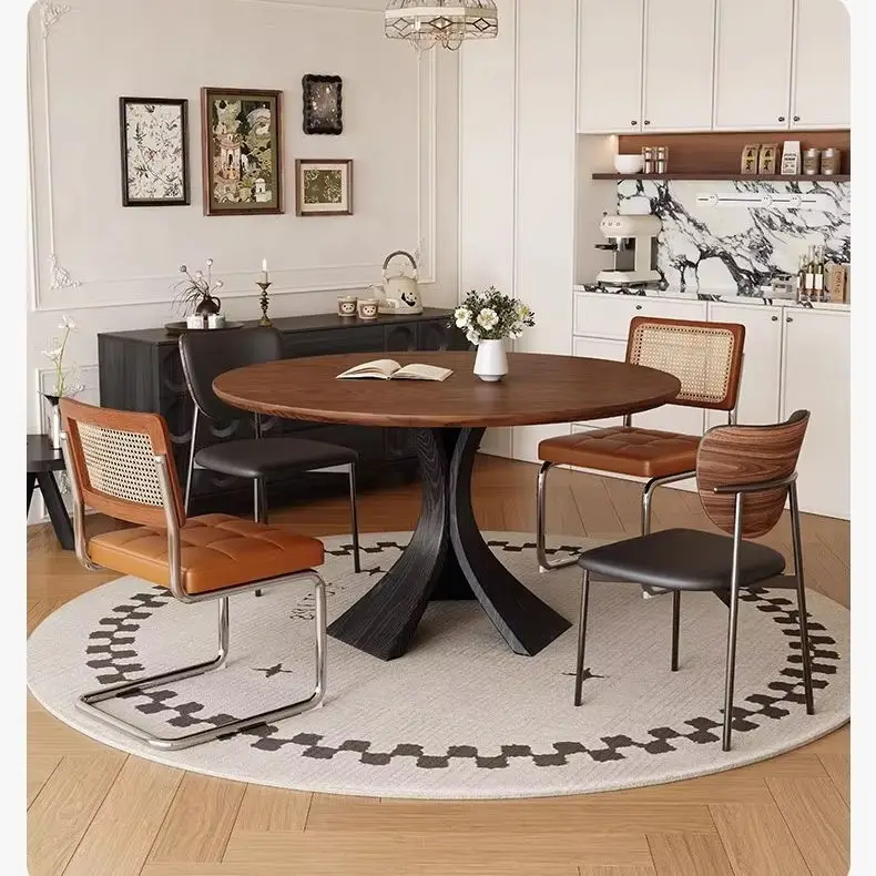 Modern Slim Dining Table with Middle Ancient French Style Ash Wood for Small House or Apartment New Design — image 3