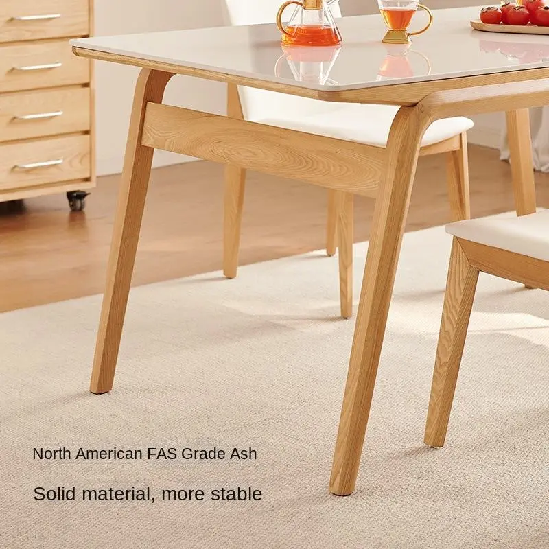 Bamboo Rectangular Dining Table Set for Small Apartment Household Use Assembled — image 3