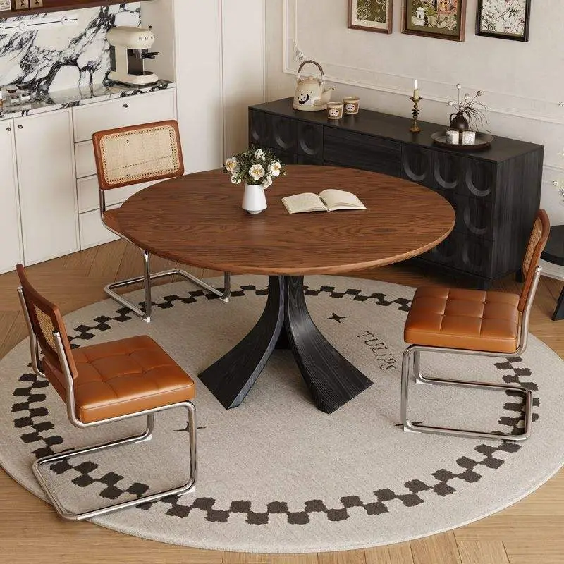 Modern Slim Dining Table with Middle Ancient French Style Ash Wood for Small House or Apartment New Design — image 4