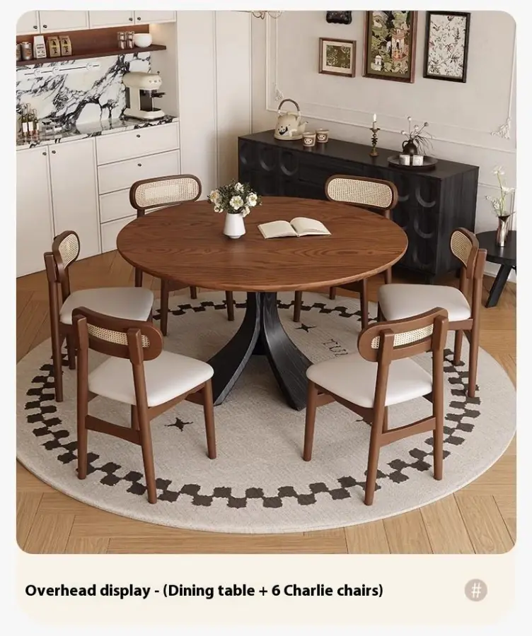 Modern Slim Dining Table with Middle Ancient French Style Ash Wood for Small House or Apartment New Design — image 5