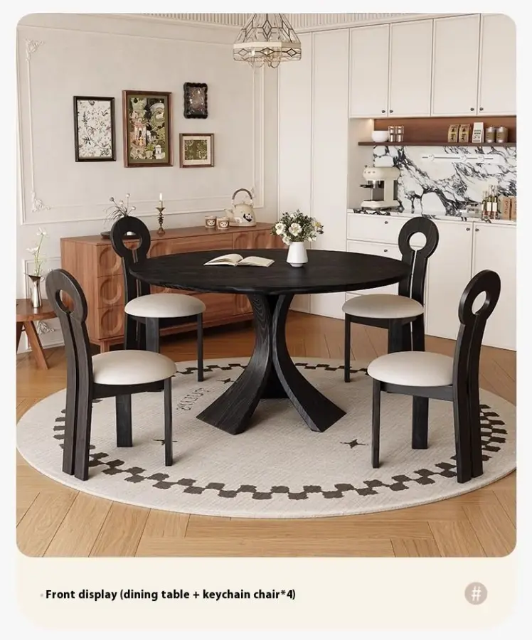 Modern Slim Dining Table with Middle Ancient French Style Ash Wood for Small House or Apartment New Design — image 6