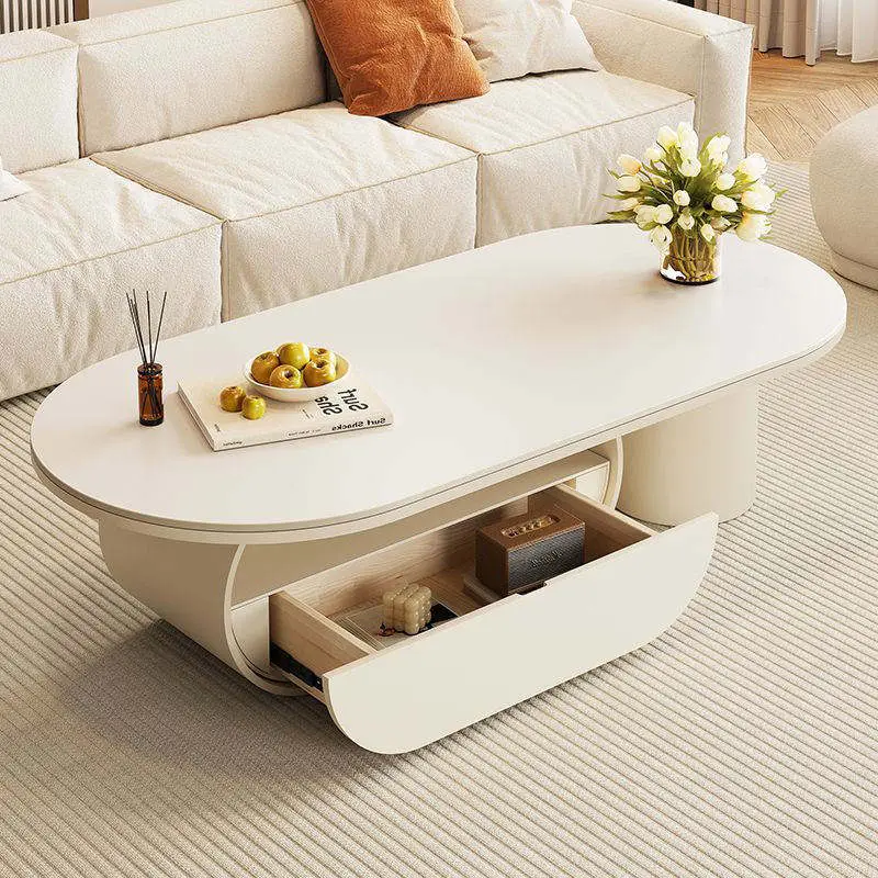 Modern Creative Oval Coffee Table Luxury Lighting Easy Clean High-End Furniture for Small Living Rooms Home Apartments — image 2