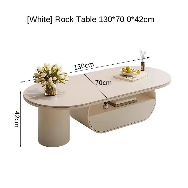 Modern Creative Oval Coffee Table Luxury Lighting Easy Clean High-End Furniture for Small Living Rooms Home Apartments — image 4
