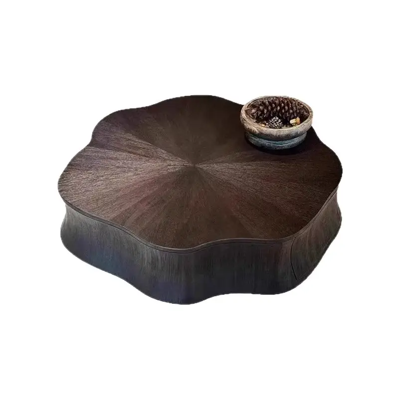 Italian Minimalist Irregular Contour Carved Solid Wood Coffee Table Custom Color Size for Villa Living Room — image 5
