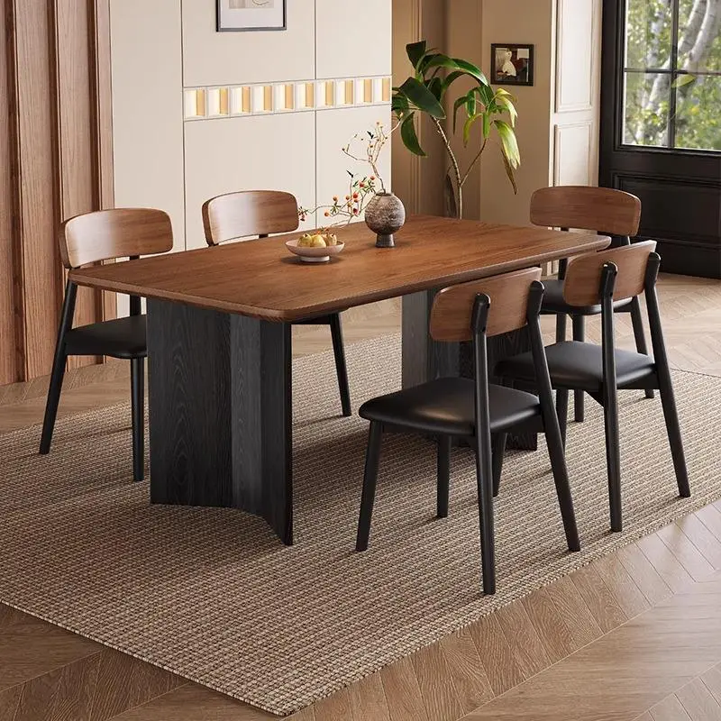 Modern Eco-Friendly Solid Wood Rectangular Dining Table and 5-Piece Chair Combination with Ladder Back Design — image 2