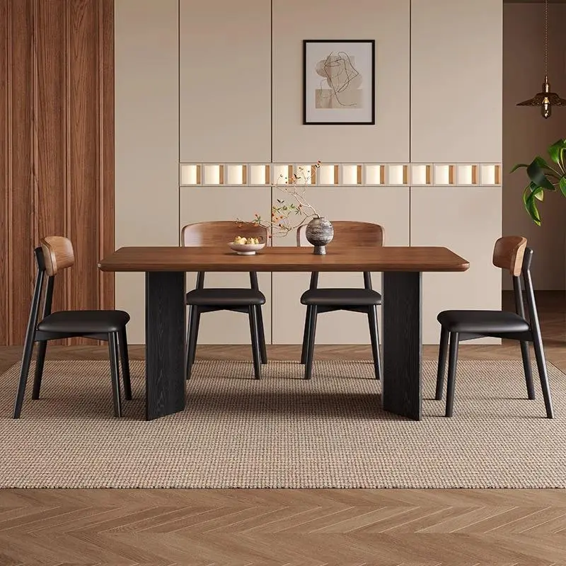 Modern Eco-Friendly Solid Wood Rectangular Dining Table and 5-Piece Chair Combination with Ladder Back Design — image 4