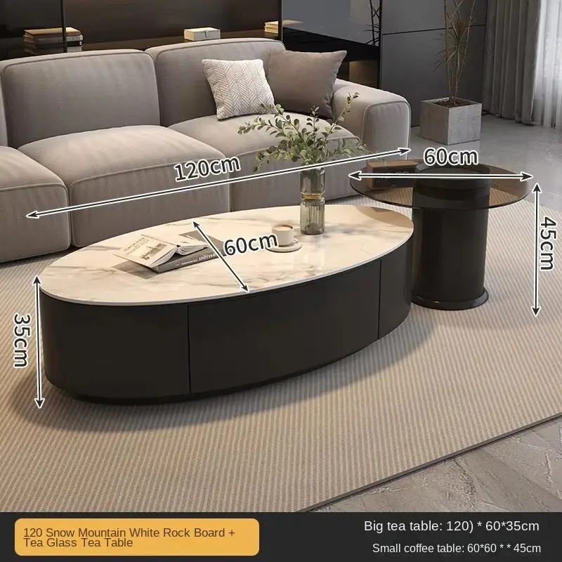 OEM Italian Luxury Modern Durable Wood Nesting Coffee Table Set Hidden Drawer Black White Custom Living Room — image 3