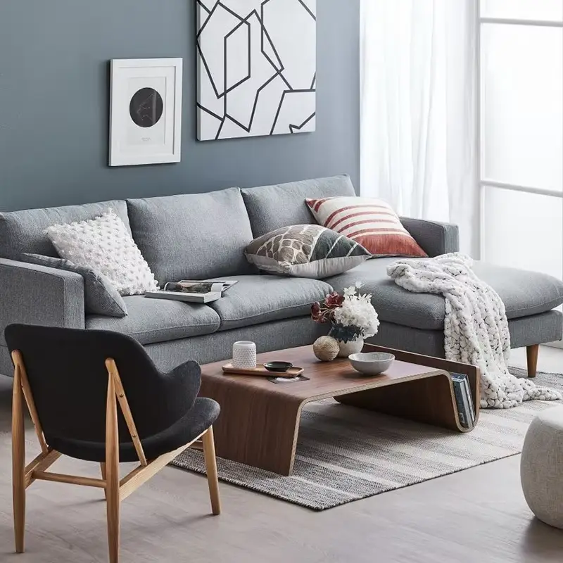 Luxury Bent Plywood S-Shape Coffee Table Walnut One Piece No Legs Side Storage Custom Living Room — image 3
