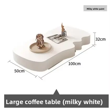 Luxury Two-Tone Organic Coffee Table Staggered Height Drawer Storage Cream Beige Custom for Living Room — image 6