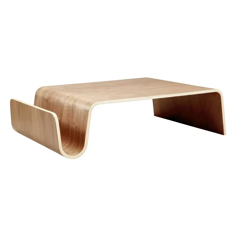 Luxury Bent Plywood S-Shape Coffee Table Walnut One Piece No Legs Side Storage Custom Living Room — image 6