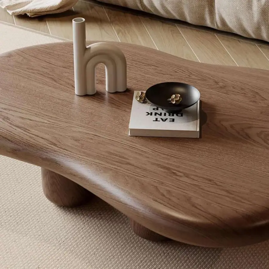 Luxury Organic Cloud Coffee Table Dark Walnut 3 Chunky Cylinder Legs Thick Top Wabi-Sabi Custom Living Room — image 2
