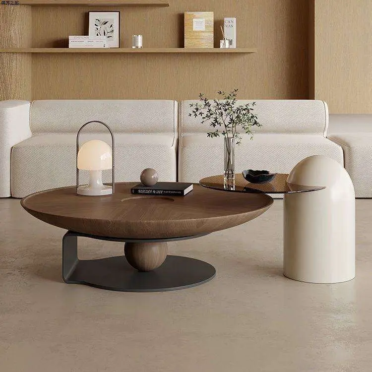 Luxury Organic Cloud Coffee Table Dark Walnut 3 Chunky Cylinder Legs Thick Top Wabi-Sabi Custom Living Room — image 4