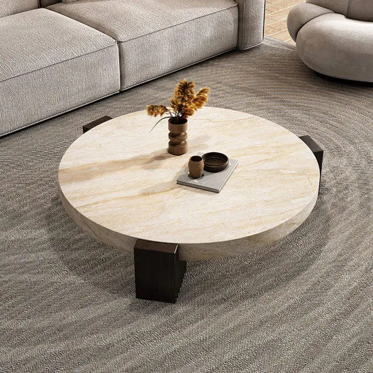 Modern Minimalist Durable Lumio Coffee Table Solid Wood Base Faux Marble Top Living Room Home Furniture — image 2