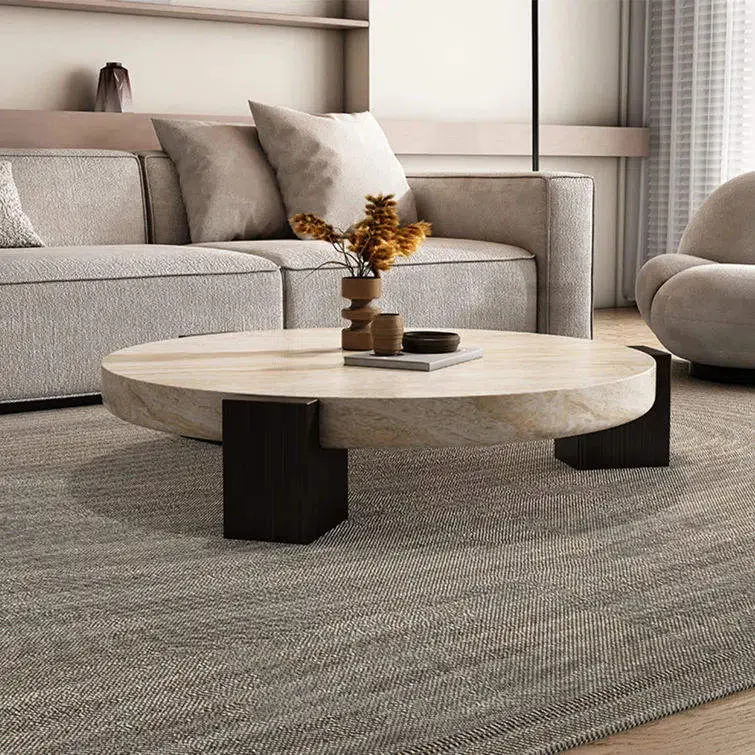 Modern Minimalist Durable Lumio Coffee Table Solid Wood Base Faux Marble Top Living Room Home Furniture — image 3