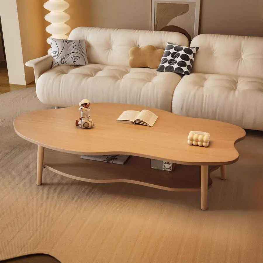 Modern Luxury Double Sofa Coffee Table Eco-Friendly Durable Wood PVC Frame Living Room Furniture — image 3