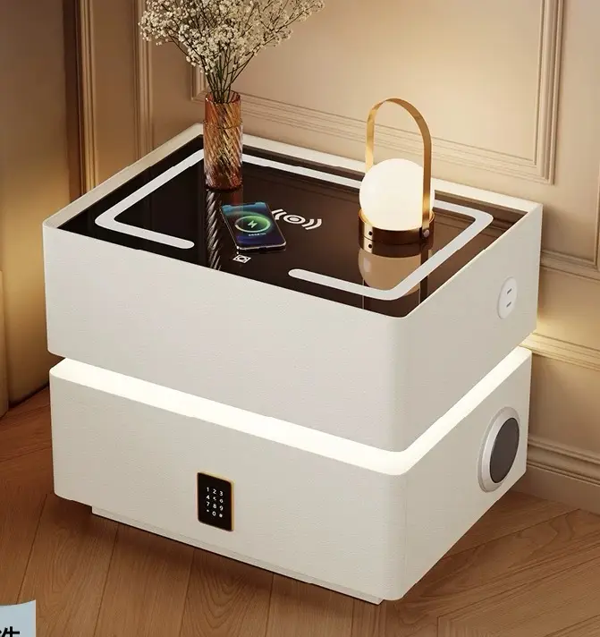 Wholesale Price Bedroom Living Room Office Furniture 2 Layers Bedside Modern Nightstands Wood Smart 2 Drawers Foldable H — view 1