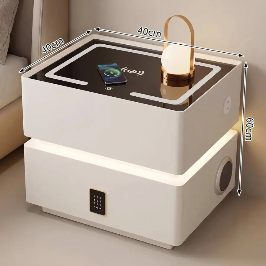 Wholesale Price Bedroom Living Room Office Furniture 2 Layers Bedside Modern Nightstands Wood Smart 2 Drawers Foldable Hotel — image 4