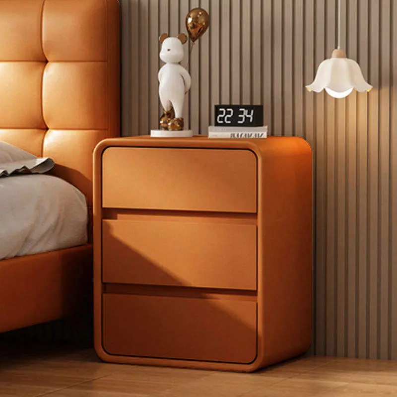Nordic Wooden Nightstand Modern Style White Color Simple Warm Bedside Table 3 Drawers Wireless Charging Exquisite Small — view 2