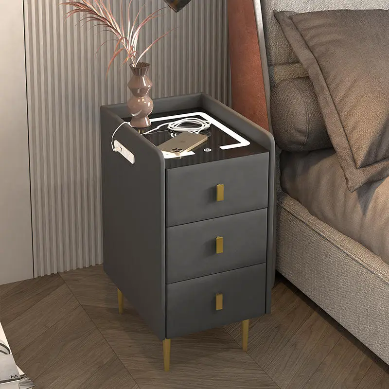 New Hot Sale Wooden Adjustable Luxury Wireless USB Charging Smart Nightstand for Bedroom — image 3