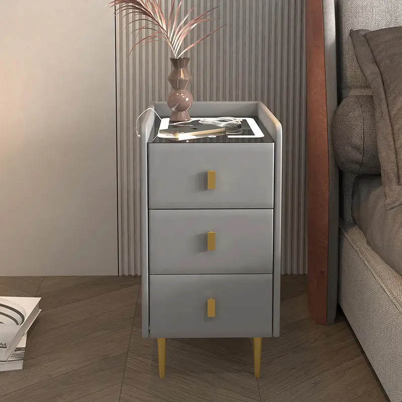 New Hot Sale Wooden Adjustable Luxury Wireless USB Charging Smart Nightstand for Bedroom — image 4