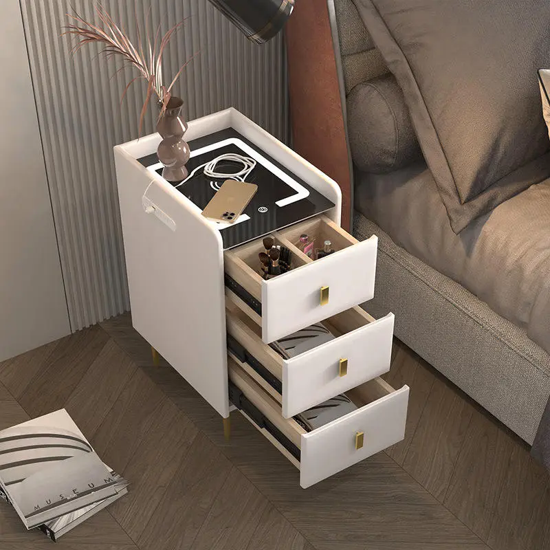 New Hot Sale Wooden Adjustable Luxury Wireless USB Charging Smart Nightstand for Bedroom — image 5