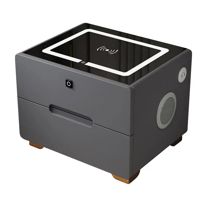 New Smart Bedside Table Cabinet Touch Screen Light 2 Drawers Living Bedroom Furniture — view 1