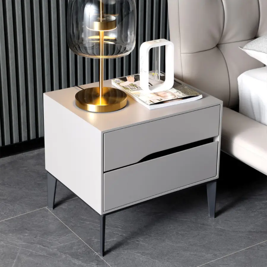 Modern Solid Wood Bedroom Furniture Many Color Nightstand with 2 Drawers Wooden Bedside Table Home Furniture — image 2