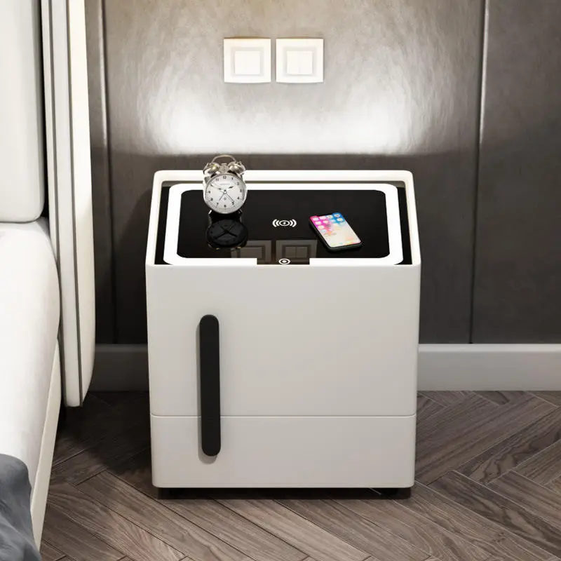 New Modern Wooden Multi-functional Support Original Wireless Charging Bedroom Luxury Smart Nightstand — image 3