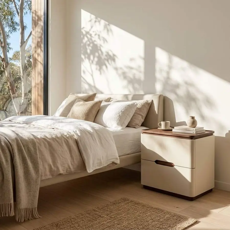Modern High-end Luxury Apartment Bedroom Wood Minimalist Creative 2-Drawer Eco-Friendly Durable Bedside Table — image 2