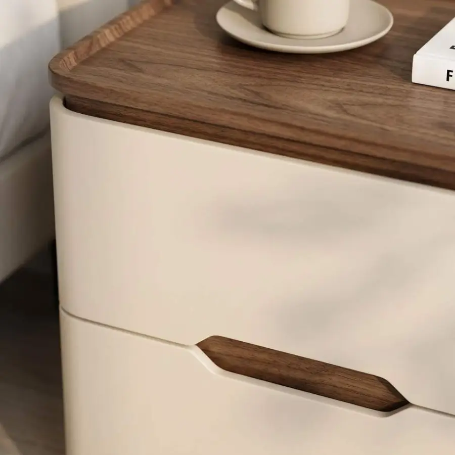 Modern High-end Luxury Apartment Bedroom Wood Minimalist Creative 2-Drawer Eco-Friendly Durable Bedside Table — image 3