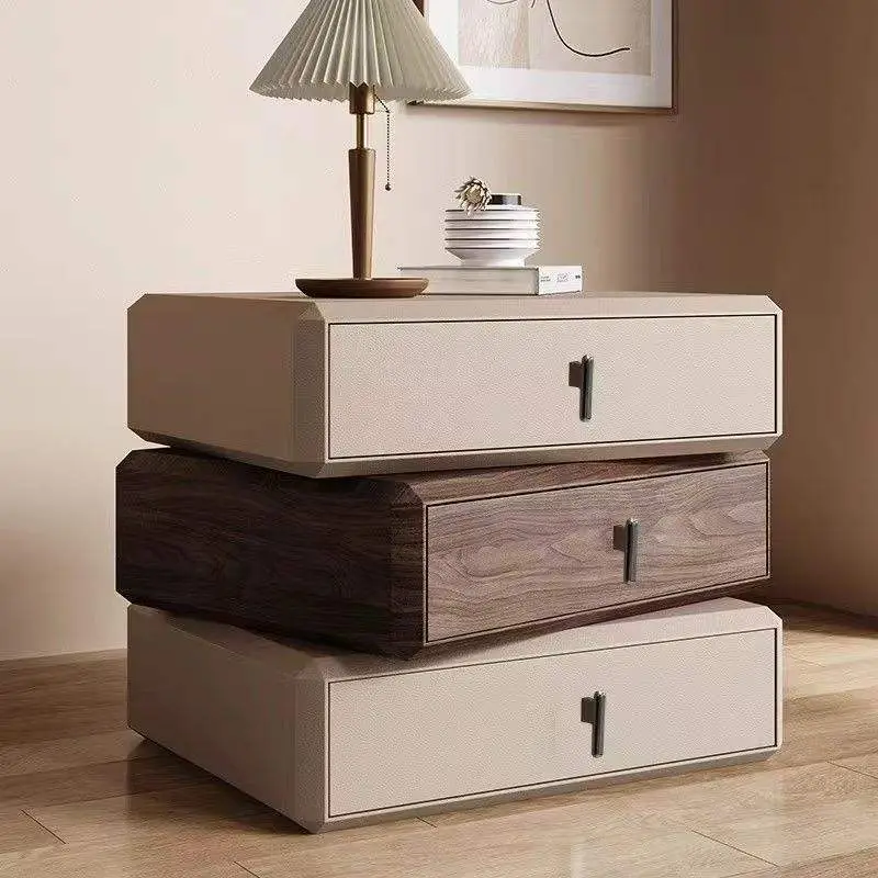 Italian Luxury Modern Multifunctional Smart Solid Wood Rotatable Creative Bedroom Bedside Table Hotel Apartment Nightsta — view 1
