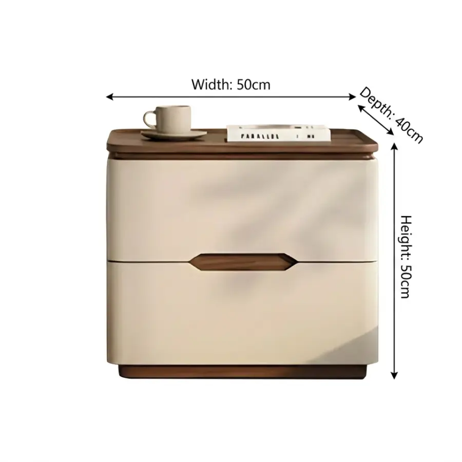 Modern High-end Luxury Apartment Bedroom Wood Minimalist Creative 2-Drawer Eco-Friendly Durable Bedside Table — image 4