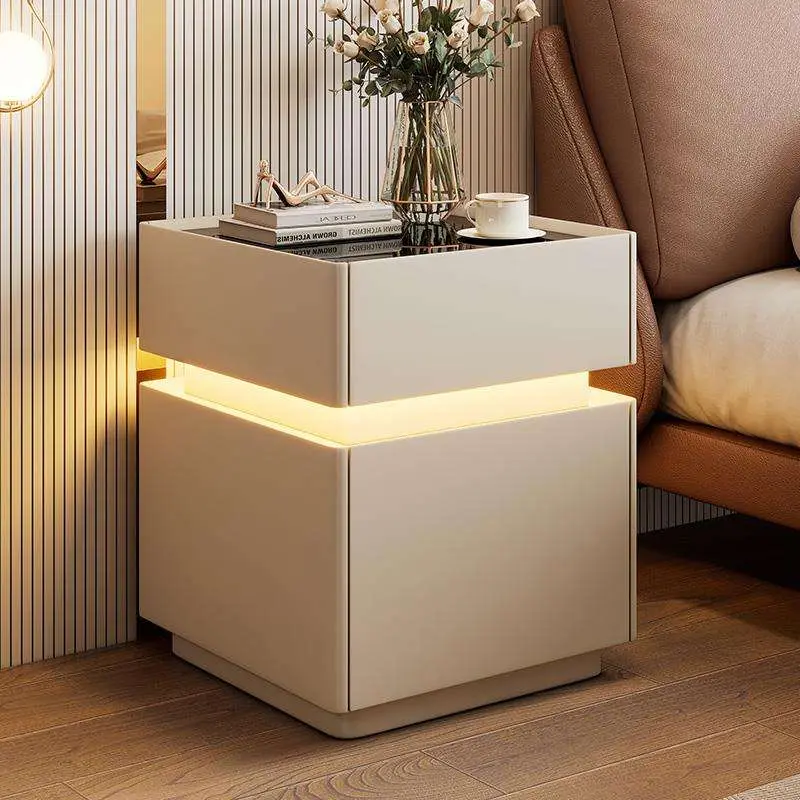 High Quality Smart Bedside Nightstand Safe Luxury Modern Storage 3Drawers Wireless Charging Speaker Wooden Fingerprint Lock — image 6
