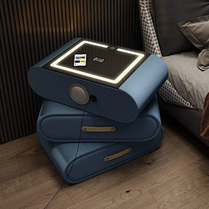 Popular Luxury Modern Home Office Furniture Smart Nightstand Bedside Table Solid Wood Rotatable Creative Hotel Nightstand — image 3