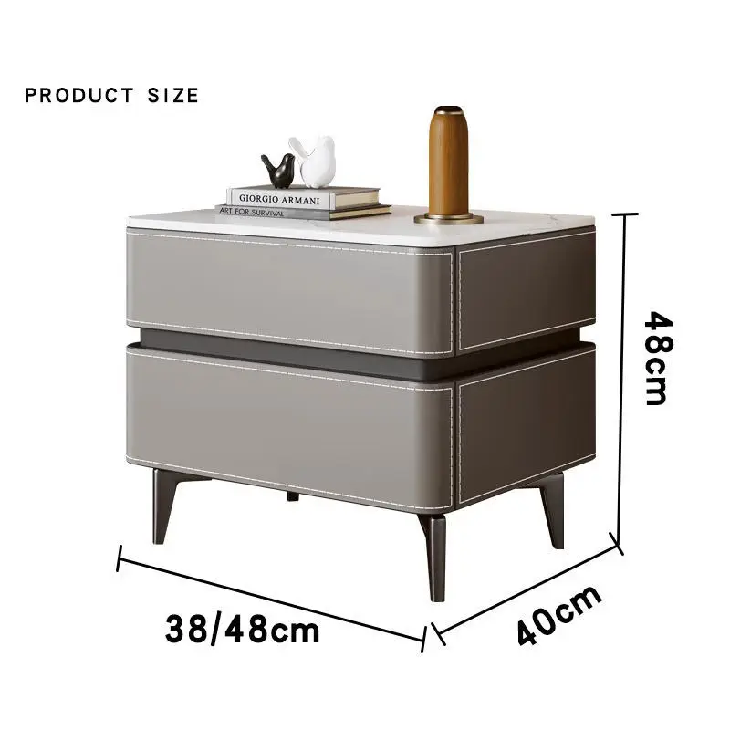 Wholesale Cheap Modern Luxury Designer Wooden Bedside Table with 2 Drawers Wireless Charging Bedroom Nightstand Home Fur — view 6